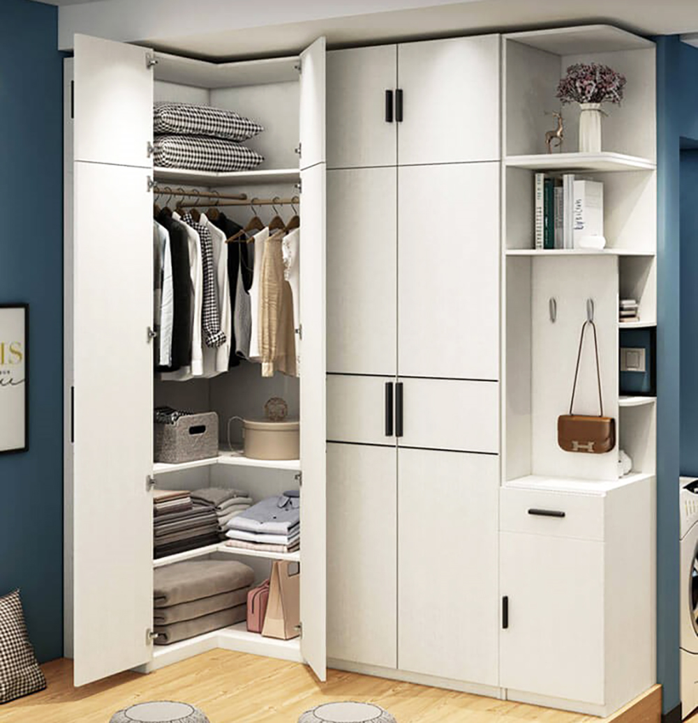 Tủ quần áo góc tường dành cho phòng ngủ nhỏ