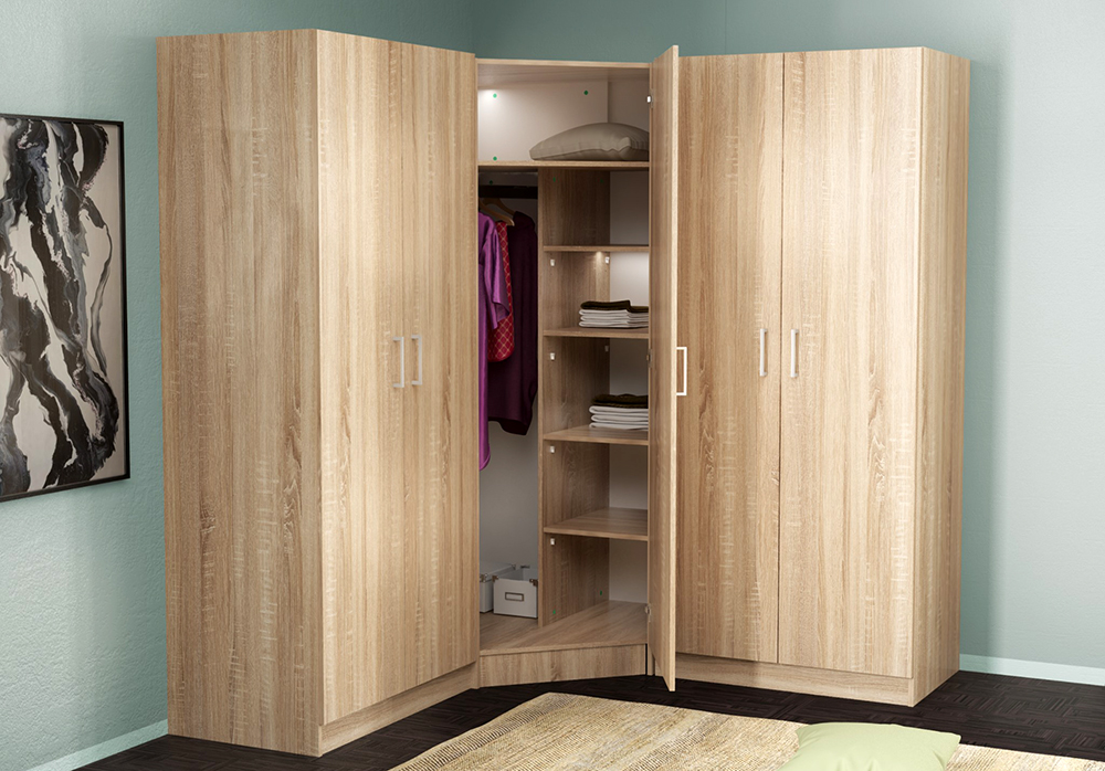 Tủ quần áo góc tường đơn giản