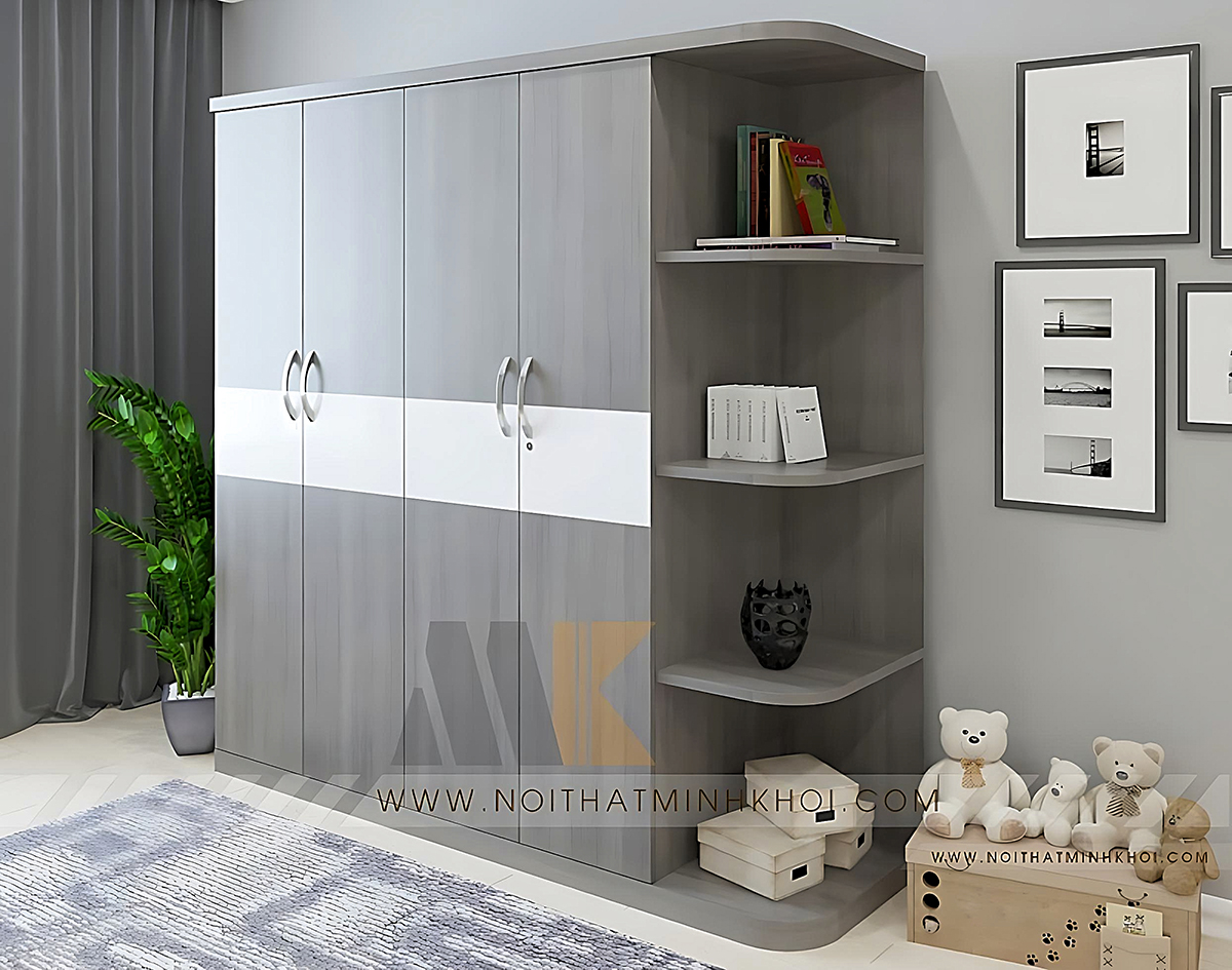 Tủ Quần Áo Hiện Đại Có Kệ Bên - TA606