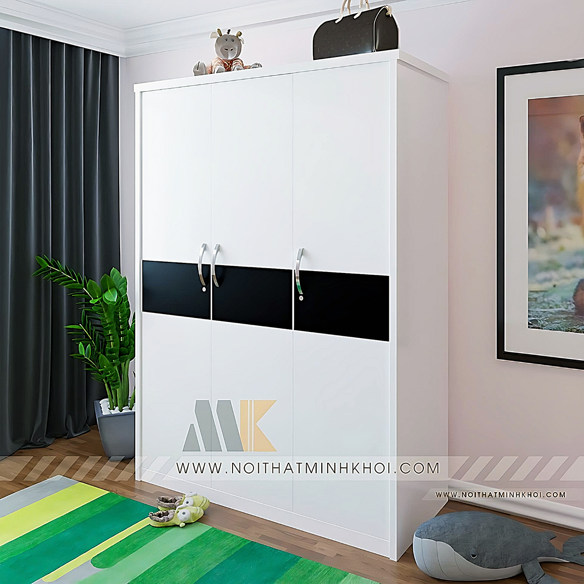 Tủ Quần Áo MDF Màu Trắng Giá Rẻ - TA656