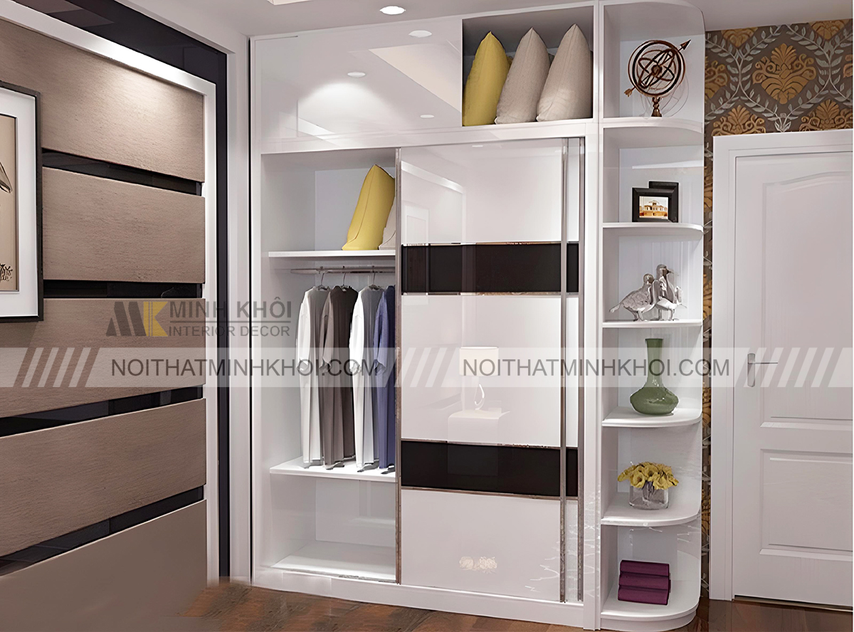  Tủ Quần Áo MFC Cửa Lùa Màu Trắng Cao Cấp - TA097