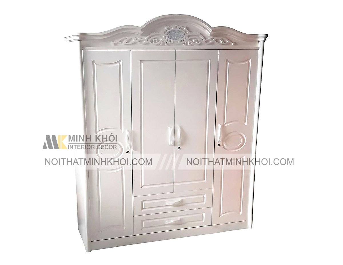 Tủ Quần Áo Tân Cổ Điển Màu Trắng Kem Sang Trọng - TA007