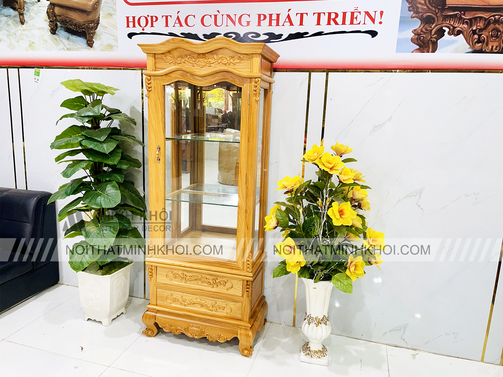 Tủ Rượu Gỗ Gõ Đỏ Cao Cấp 2 Ngăn Kéo - TR2032