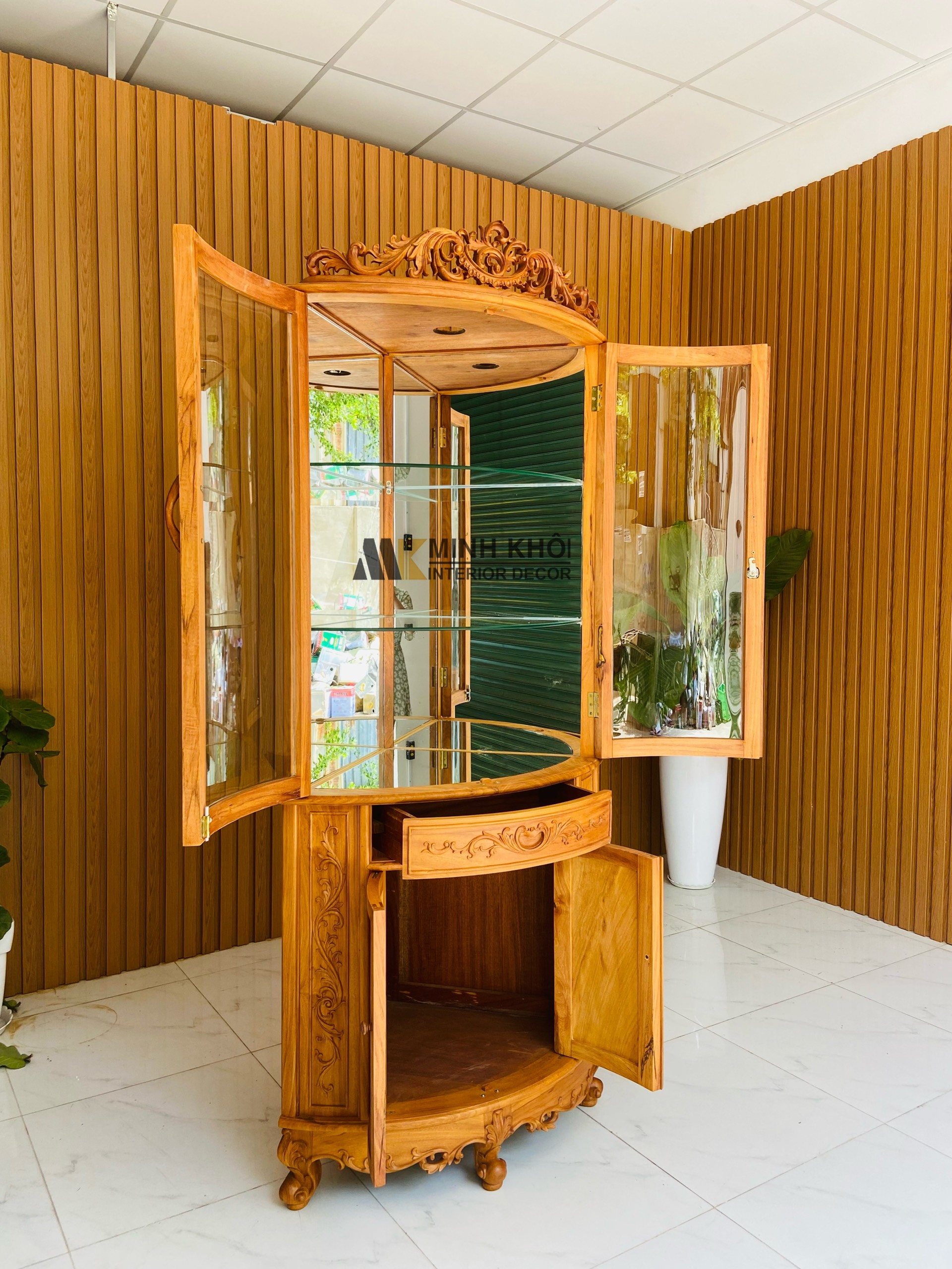 Tủ Rượu Gỗ Gõ Đỏ Góc - TR2027