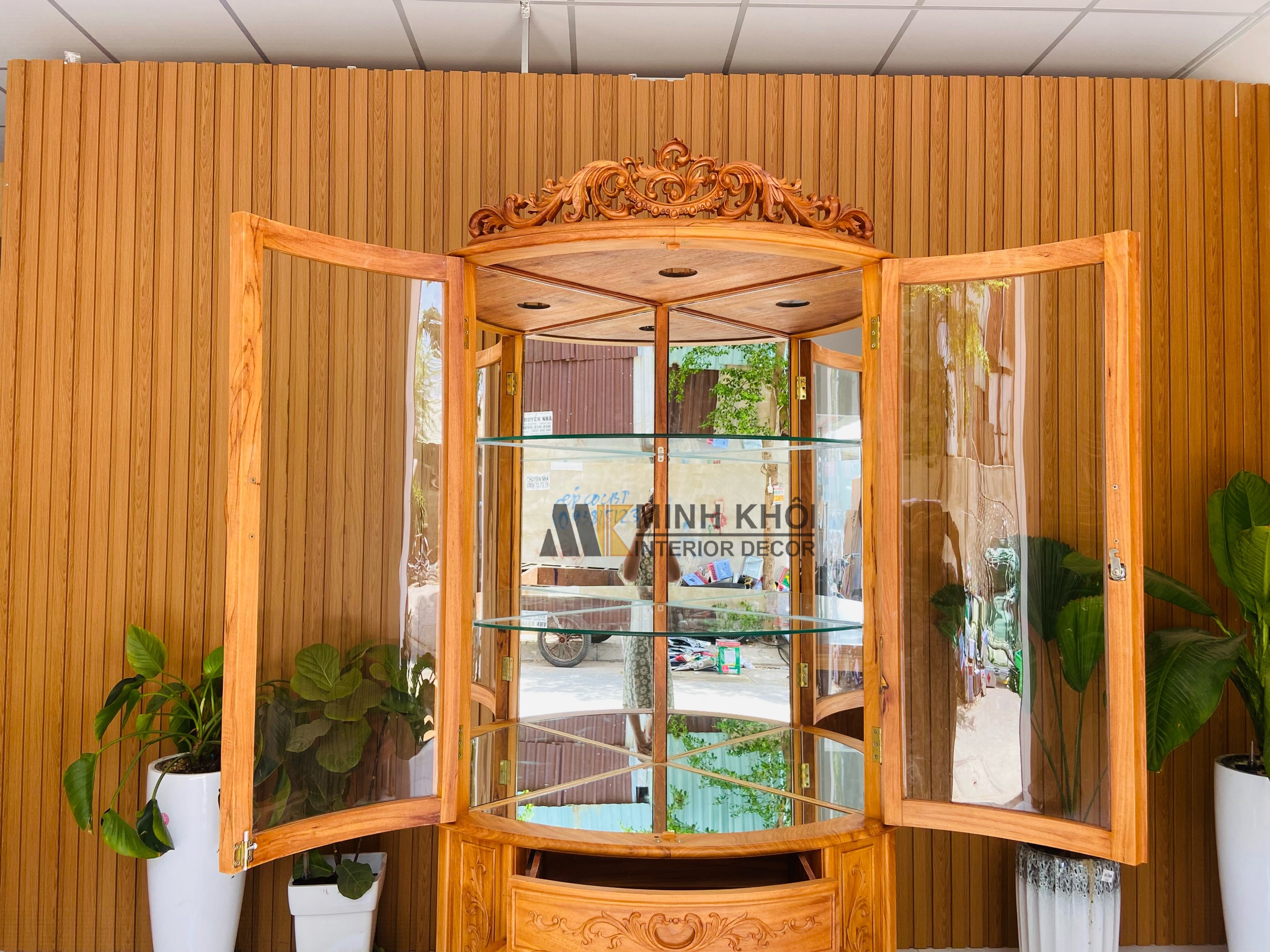 Tủ Rượu Gỗ Gõ Đỏ Góc - TR2027