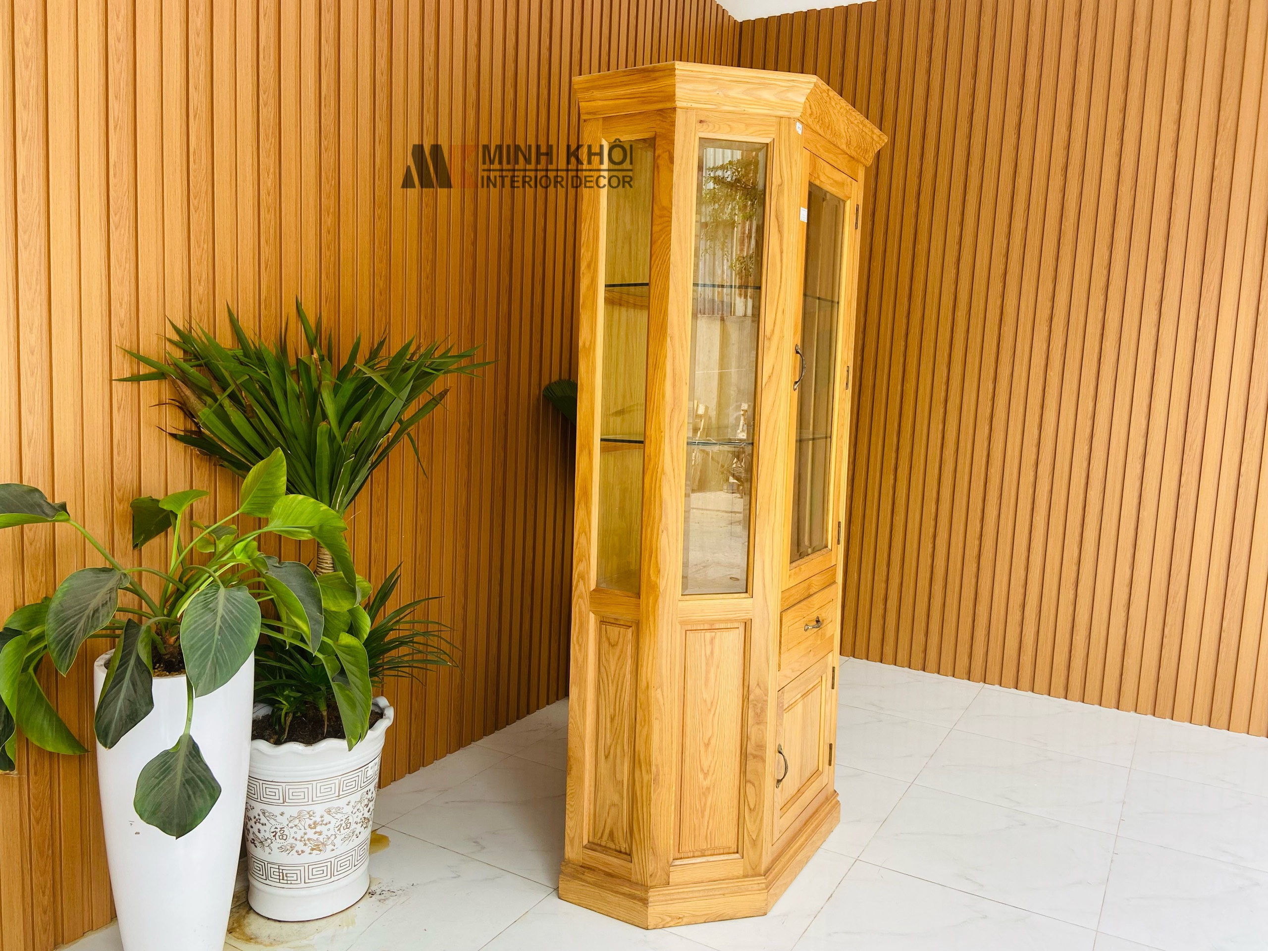 Tủ rượu gỗ Sồi lục giác - TR2024