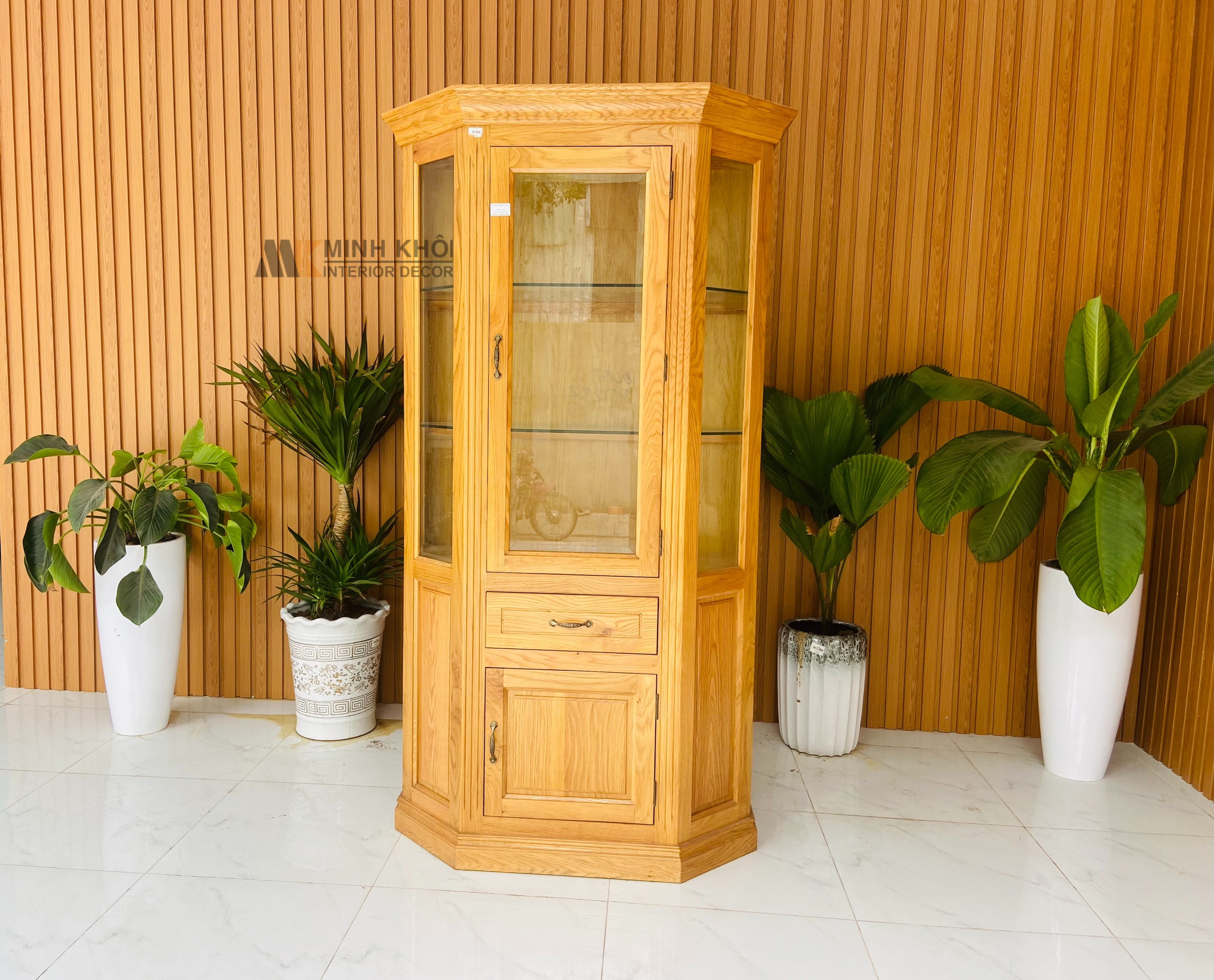 Tủ rượu gỗ Sồi lục giác - TR2024