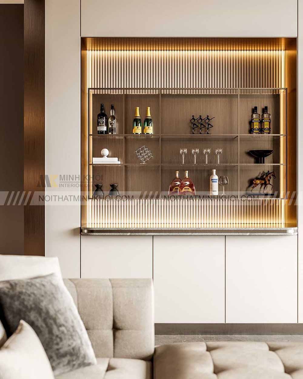 Tủ rượu treo tường cánh kính