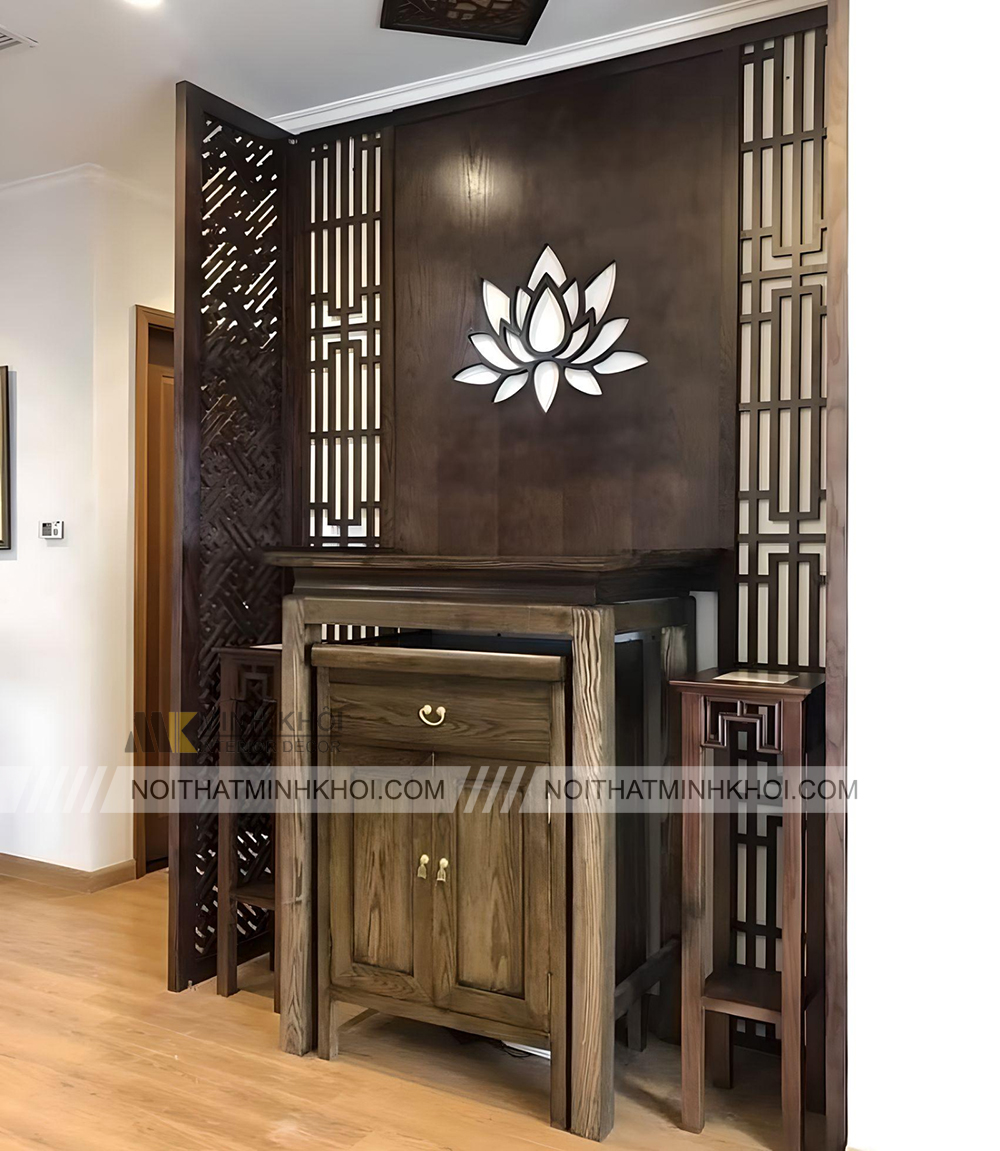Vách ngăn bàn thờ gỗ tự nhiên