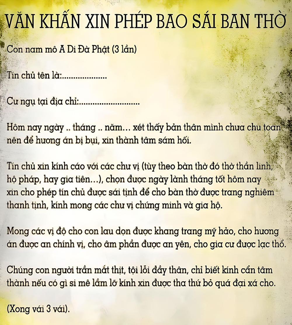 Văn Khấn Bao Sái Bàn Thờ Thổ Địa: Hướng Dẫn Chi Tiết & Đầy Đủ