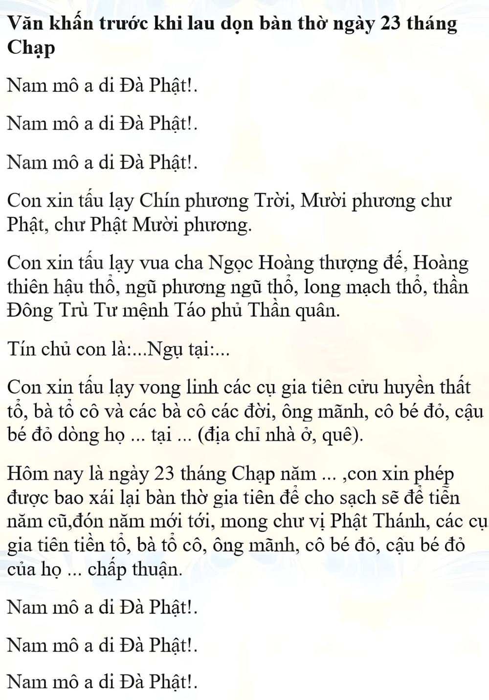 Văn khấn trước khi rút chân hương