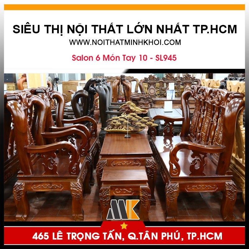 Bộ Bàn Ghế Salon Gỗ Xoan Đào Tay 12 - SL946