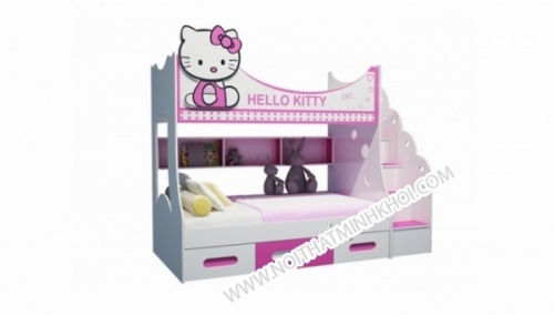 Giường Tầng Trẻ Em Màu Hồng Mèo Kitty FCH135N