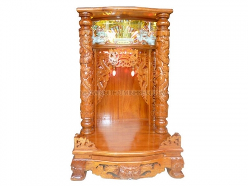 Bàn Thờ Thần Tài Gỗ Xoan Đào Có Hộp Đèn 60 x 98cm - BTTT408