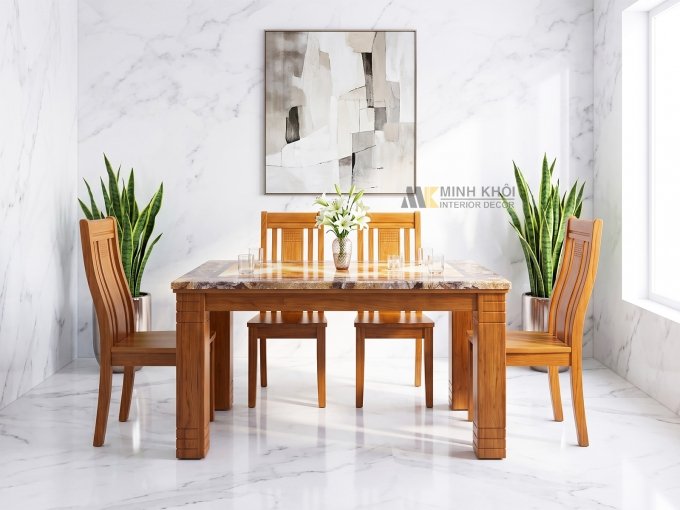 Bàn Ăn 4 Ghế Mặt Đá Hiện Đại - BA482