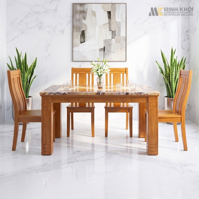 Bàn Ăn 4 Ghế Mặt Đá Hiện Đại - BA482