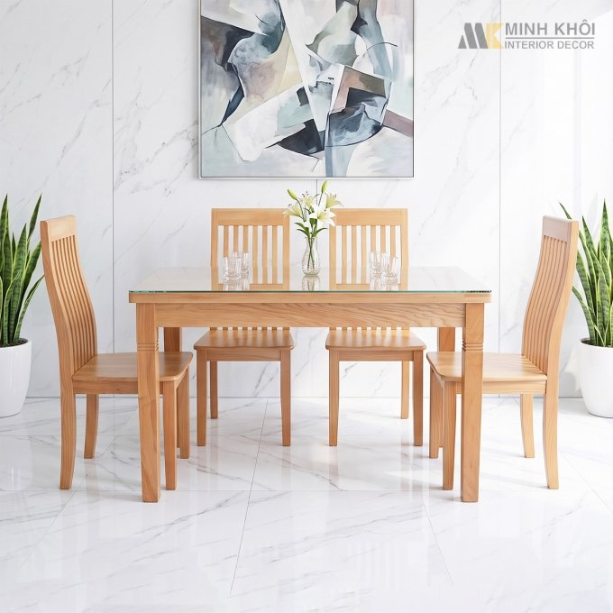 Bàn Ăn 4 Ghế Mặt Kính Hiện Đại - BA481