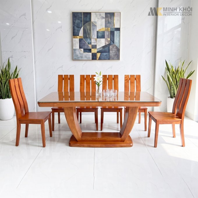 Bàn Ăn 6 Ghế Hiện Đại Bàn Chân Chữ U – BA288