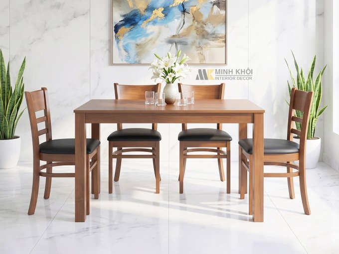 Bàn Ăn Đẹp 4 Ghế Nhỏ Gọn - BA1007