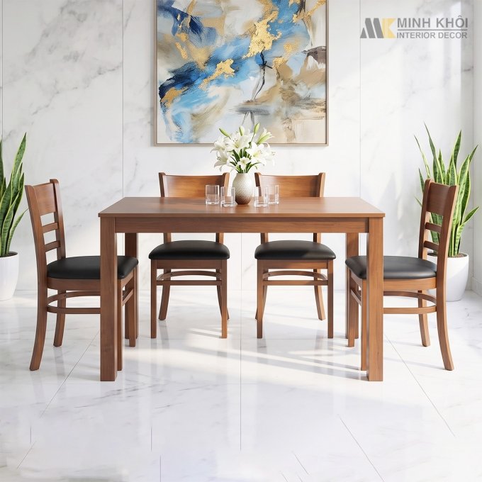 Bàn Ăn Đẹp 4 Ghế Nhỏ Gọn - BA1007