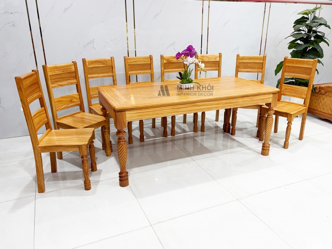 Bàn Ăn Gỗ Gõ Đỏ 8 Ghế Chân Tiện Cao Cấp – BA943