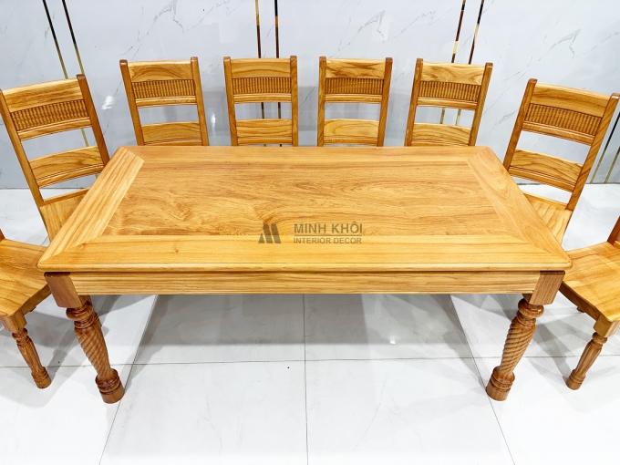 Bàn Ăn Gỗ Gõ Đỏ 8 Ghế Chân Tiện Cao Cấp – BA943