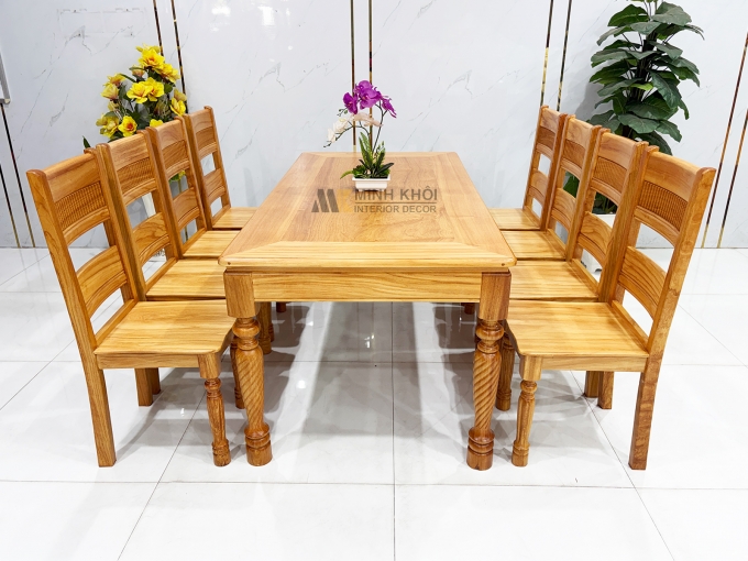 Bàn Ăn Gỗ Gõ Đỏ 8 Ghế Chân Tiện Cao Cấp – BA943