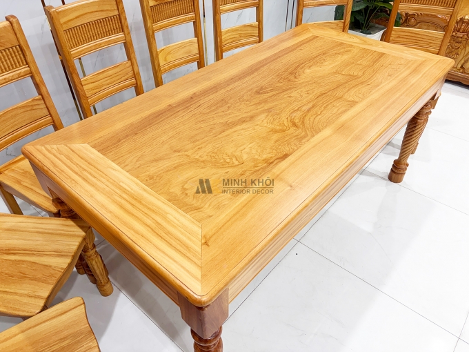 Bàn Ăn Gỗ Gõ Đỏ 8 Ghế Chân Tiện Cao Cấp – BA943