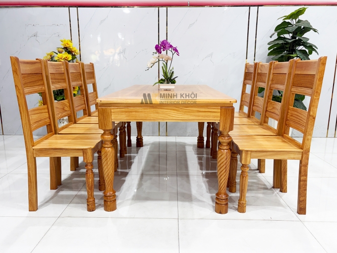 Bàn Ăn Gỗ Gõ Đỏ 8 Ghế Chân Tiện Cao Cấp – BA943