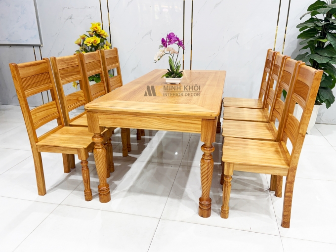 Bàn Ăn Gỗ Gõ Đỏ 8 Ghế Chân Tiện Cao Cấp – BA943