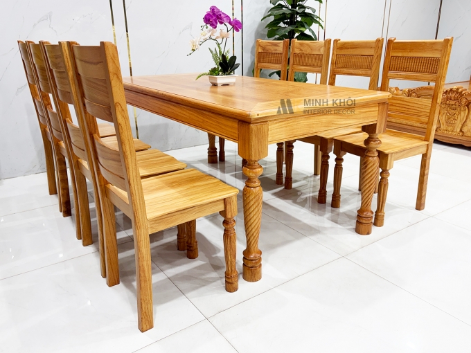 Bàn Ăn Gỗ Gõ Đỏ 8 Ghế Chân Tiện Cao Cấp – BA943