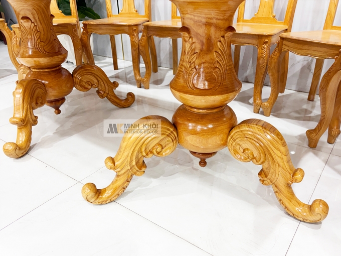 Bàn Ăn Gỗ Gõ Đỏ Cổ Điển 8 Ghế Cao Cấp - BA942