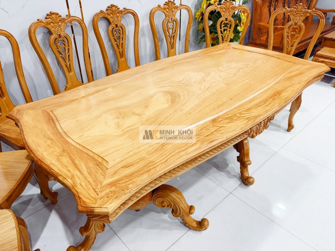 Bàn Ăn Gỗ Gõ Đỏ Cổ Điển 8 Ghế Cao Cấp - BA942