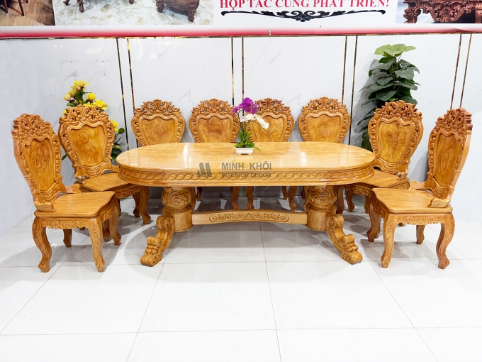 Bàn Ăn Gỗ Gõ Đỏ Hoàng Gia Louis Cao Cấp - BA937