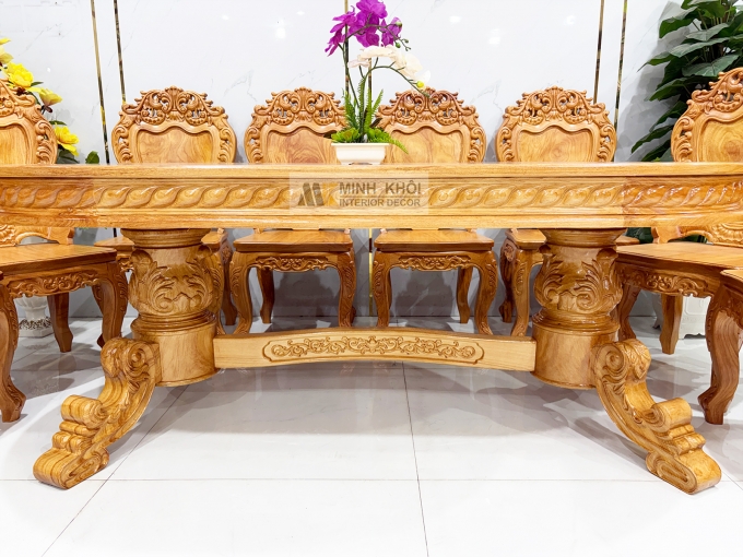 Bàn Ăn Gỗ Gõ Đỏ Hoàng Gia Louis Cao Cấp - BA937