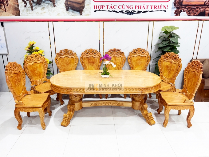 Bàn Ăn Gỗ Gõ Đỏ Hoàng Gia Louis Cao Cấp - BA937