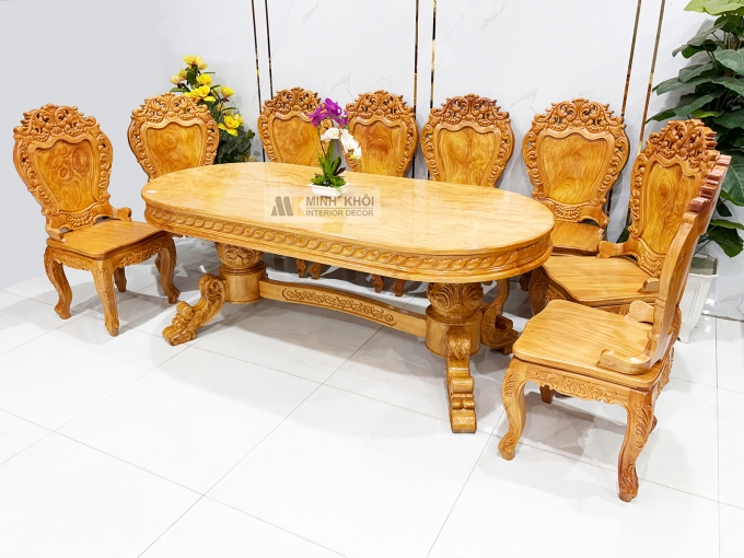 Bàn Ăn Gỗ Gõ Đỏ Hoàng Gia Louis Cao Cấp - BA937