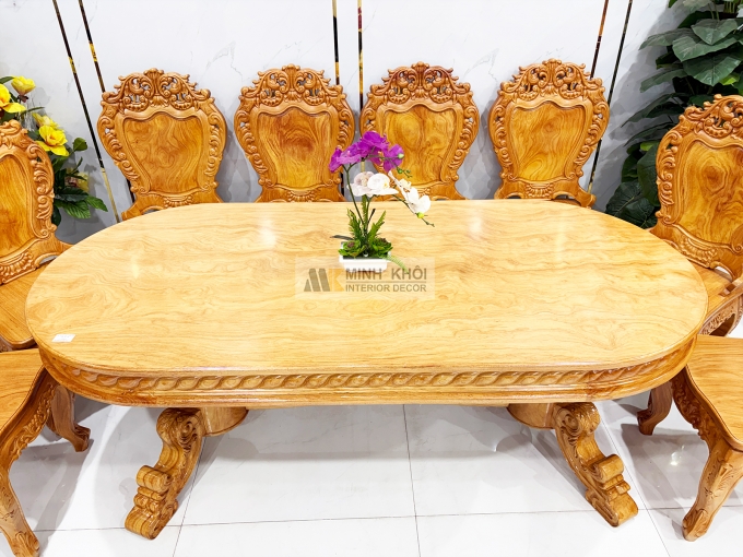 Bàn Ăn Gỗ Gõ Đỏ Hoàng Gia Louis Cao Cấp - BA937