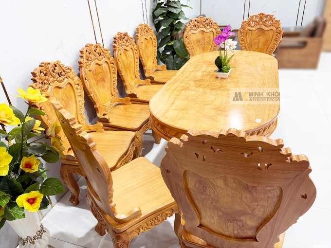 Bàn Ăn Gỗ Gõ Đỏ Hoàng Gia Louis Cao Cấp - BA937