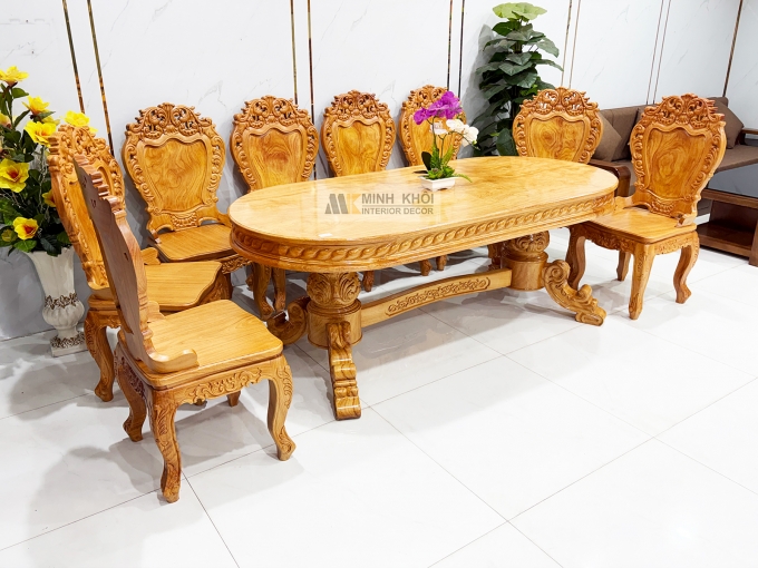 Bàn Ăn Gỗ Gõ Đỏ Hoàng Gia Louis Cao Cấp - BA937