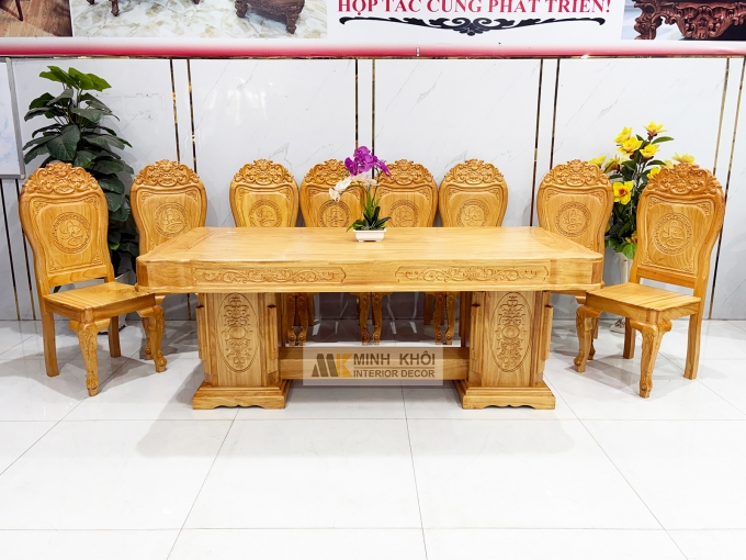 Bàn Ăn Gỗ Gõ Đỏ Hoàng Gia Tân Cổ Điển – BA940