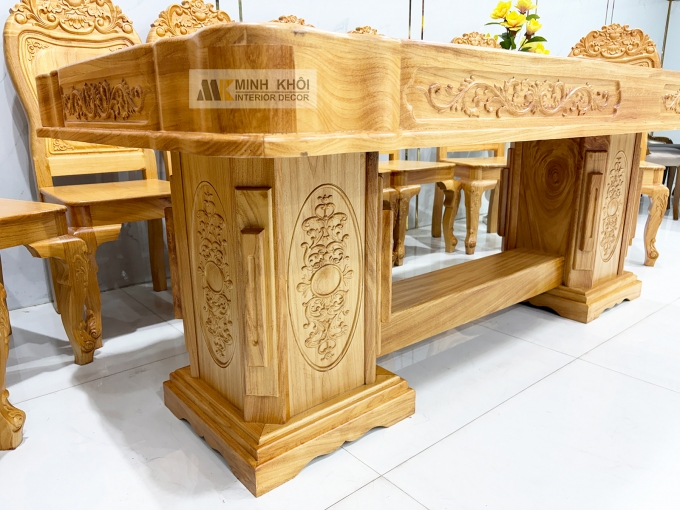 Bàn Ăn Gỗ Gõ Đỏ Hoàng Gia Tân Cổ Điển – BA940
