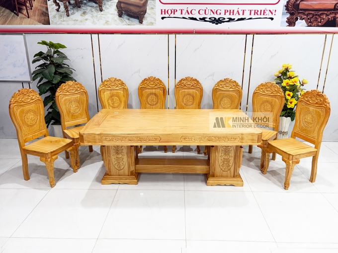 Bàn Ăn Gỗ Gõ Đỏ Hoàng Gia Tân Cổ Điển – BA940