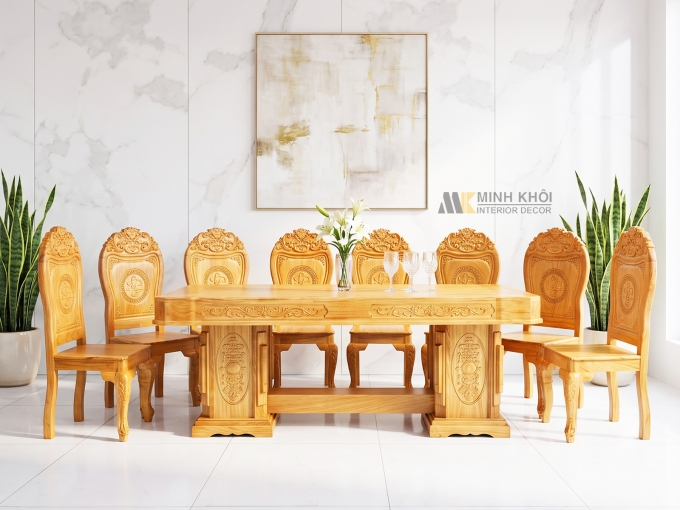 Bàn Ăn Gỗ Gõ Đỏ Hoàng Gia Tân Cổ Điển – BA940