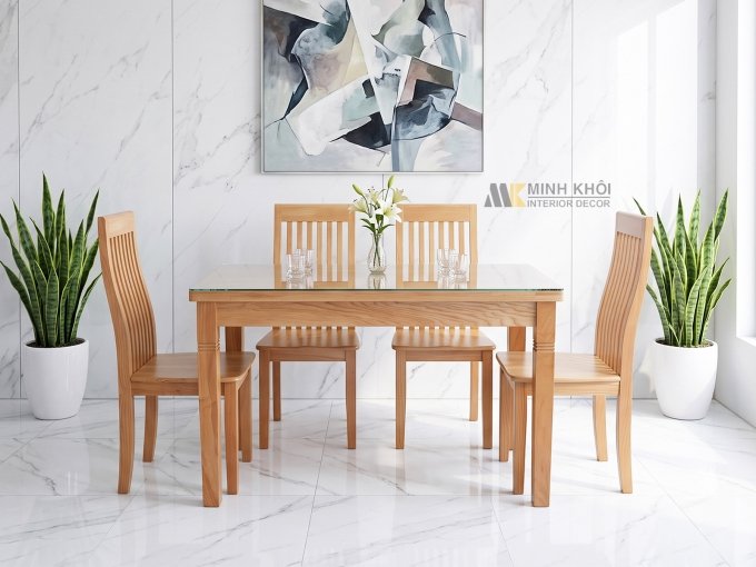 Bàn Ăn 4 Ghế Mặt Kính Hiện Đại - BA481