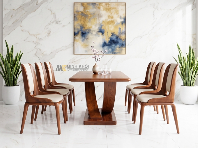 Bàn Ăn 6 Ghế Chân Cong Hiện Đại - BA261