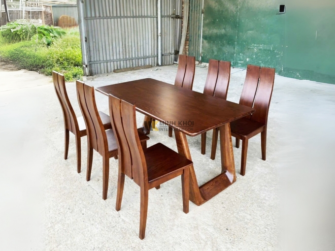 Bàn Ăn Gỗ Sồi Màu Óc Chó Hiện Đại – BA272