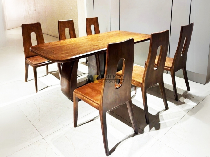 Bàn Ăn Gỗ Sồi Màu Óc Chó Hiện Đại – BA285