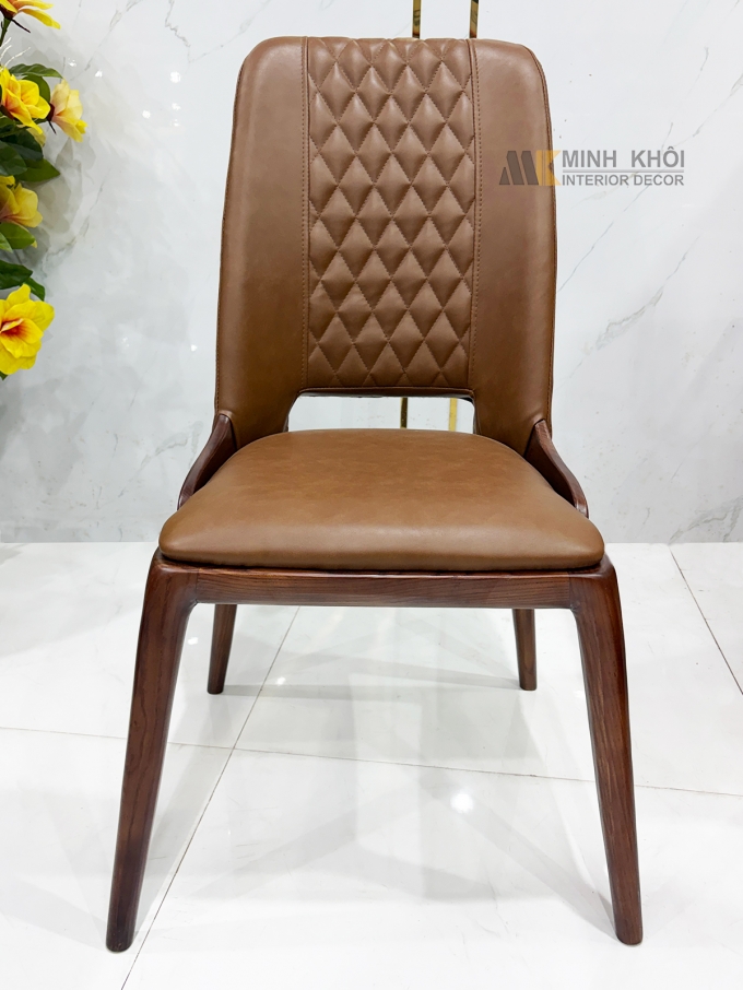 Bàn Ăn Gỗ Sồi Màu Óc Chó Mặt Đá Hiện Đại – BA296