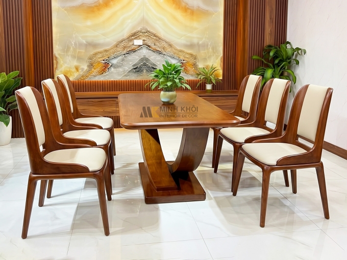 Bàn Ăn 6 Ghế Chân Cong Hiện Đại - BA261